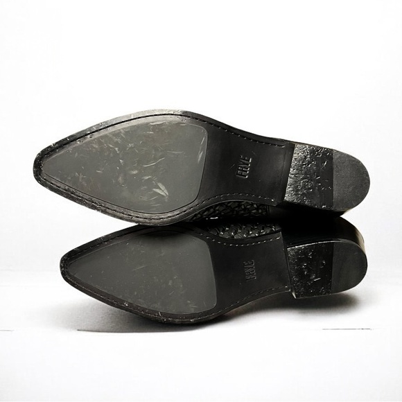 🌻 Frye Ellen Woven Black Leather Bootie | Women's Size Large - Picture 10 of 13